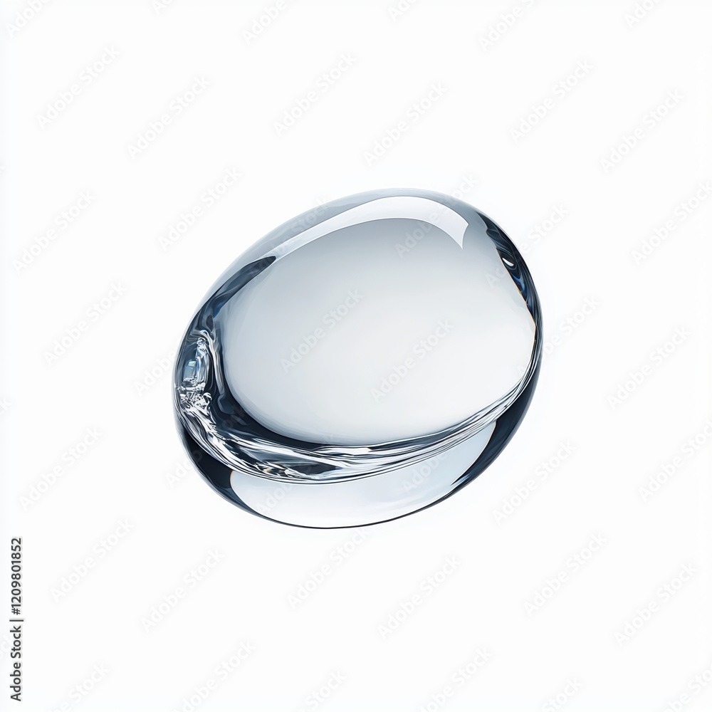 Poster smooth transparent object on a white background reflecting light and shadows