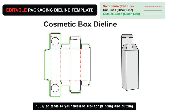 Customizable Cosmetic Box Dieline Template for Easy Printing, Die Cut Box, Dieline Template, printable dieline, packaging template, box dieline, packaging design, custom packaging, Product Design 