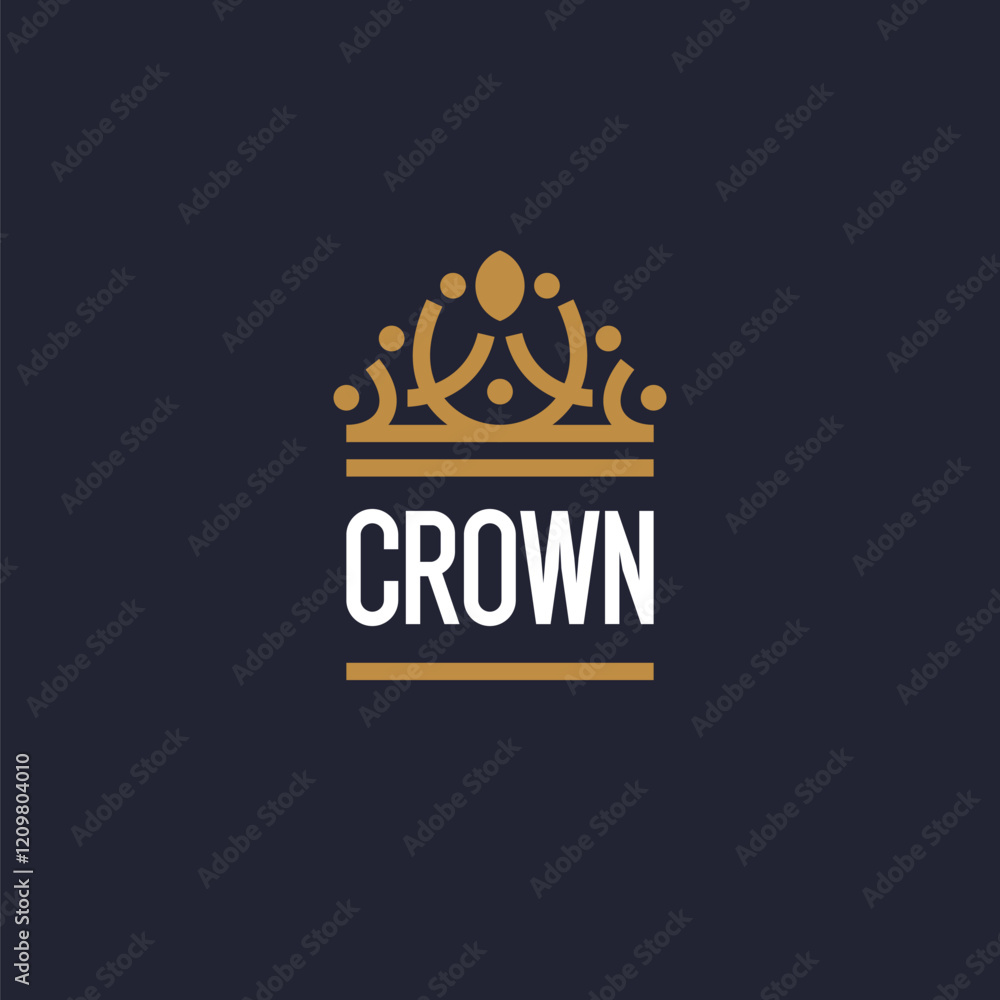 Poster the linear image of the crown. isolated vector emblem. illustration in simple flat style.