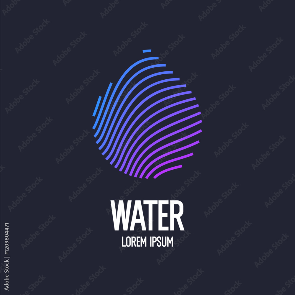Aufkleber modern line vector emblem of the water drop. illustration in a minimalistic style on a dark backgrou