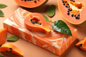 Photo natural Papaya soap with packaging