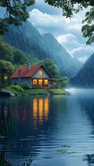 Fototapeta premium house on the lake