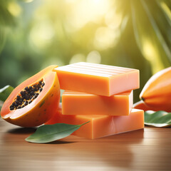 Photo natural Papaya soap with packaging
