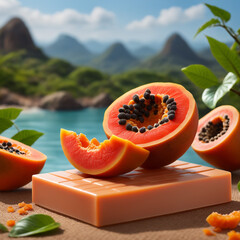Photo natural Papaya soap with packaging
