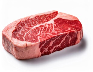 Obraz premium wagyu A5 beef cut perfect marbling quality on isolated white background