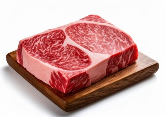 wagyu A5 beef cut perfect marbling quality on isolated white background