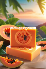 Photo natural Papaya soap with packaging