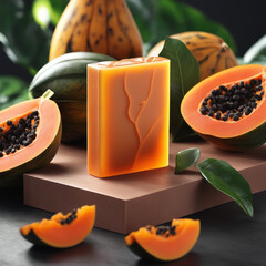 Photo natural Papaya soap with packaging