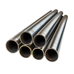 group of metal pipes isolated on transparent background
