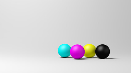 CMYK spheres. 3d illustration.