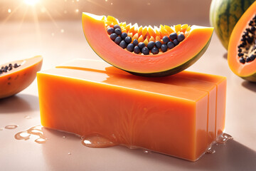 Photo natural Papaya soap with packaging