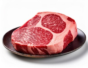 wagyu A5 beef cut perfect marbling quality on isolated white background