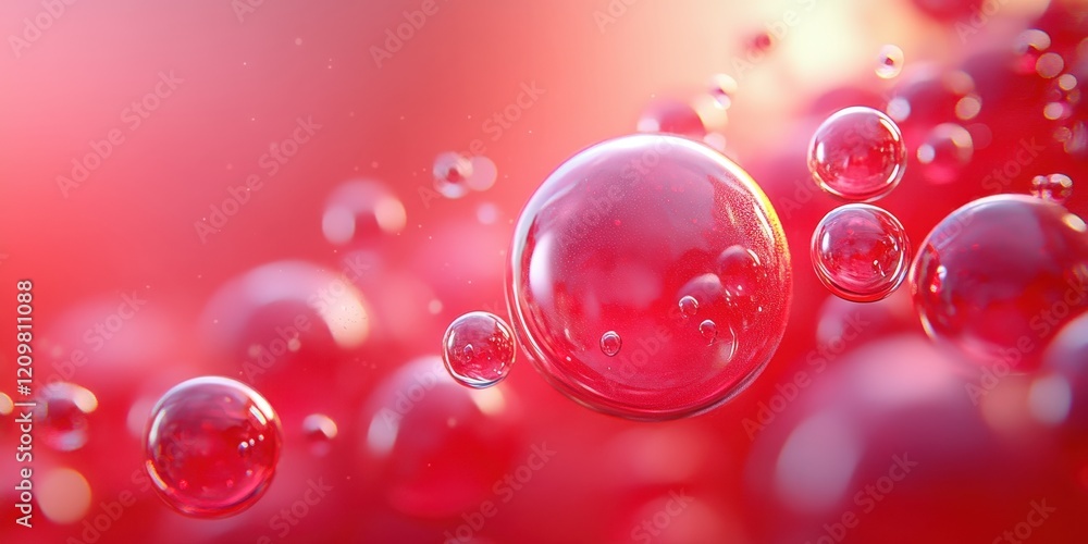 Aufkleber vibrant red bubbles floating in a clean 3d space with a soft ground background and a dreamy atmosphe
