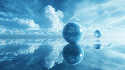 Bright cosmic blue with floating particles, abstract and luxurious, infinite and magical, calm and peaceful, high detail and ethereal atmosphere, vibrant reflections