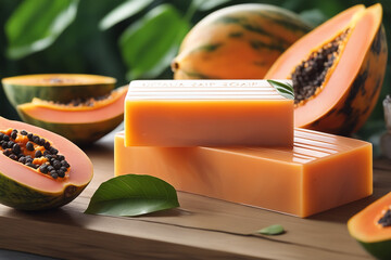 Photo natural Papaya soap with packaging