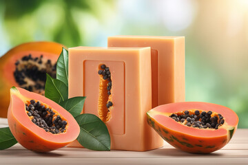 Photo natural Papaya soap with packaging