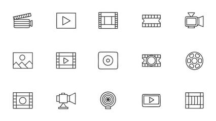 International Film Day Line Icons Set for Creative Projects