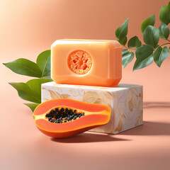 Photo natural Papaya soap with packaging