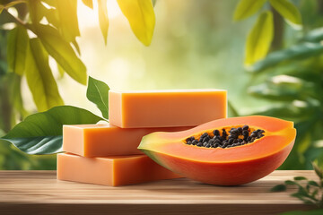 Photo natural Papaya soap with packaging