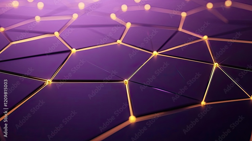 Poster e-learning online idea. abstract close-up of interconnected lines and nodes on a vibrant purple back