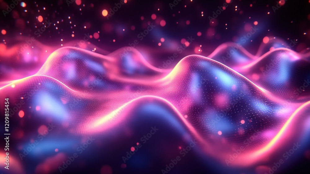 Poster abstract neon texture showcasing chaos in raw form, flowing waves of light and color with dynamic en