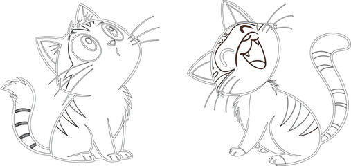 Cat lover carature bundle line art and illustrator eps