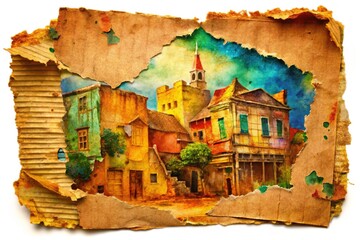Aged Cardboard Scrap - Faded Ink Marks - Textured Photo