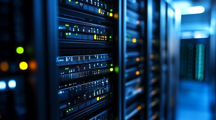 Naklejka premium Data Center Servers: Network Infrastructure and Technology