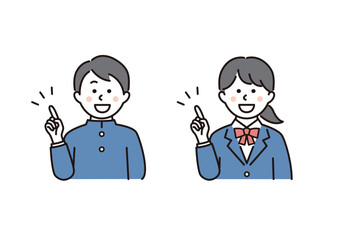 指をさす学生の男女
