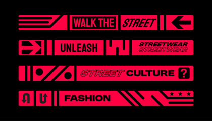 Slogan strip for design. With Street, Urban, Hip Hop and Y2K Style. Suitable for screen printing designs for t-shirts, hoodies, jackets and others	