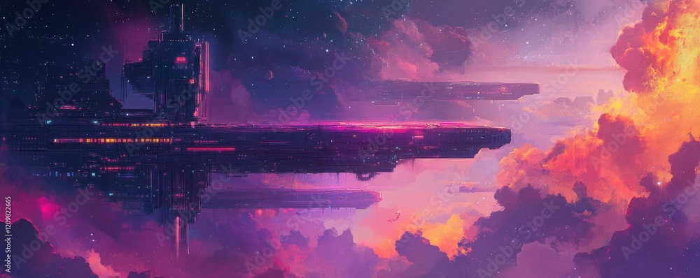 Poster an abandoned space station floating in the void, its corridors silent and empty.