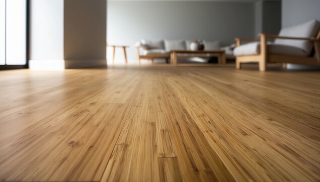 In a modern, eco-conscious home, bamboo flooring provides an eco-friendly alternative that complements the home's sustainable design.