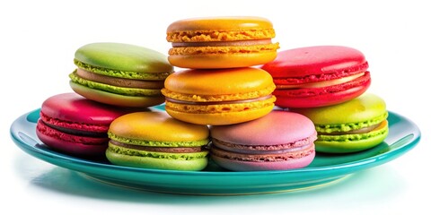 Fototapeta premium Colorful Macarons on Plate - Delicious Dessert Photography