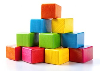 Colorful Wooden Block Stack - Abstract Geometric Design