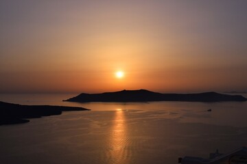 Tranquil scene from Santorini as the sun sets