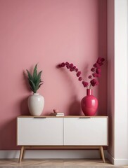 minimalist composition of living room interior with copy space, Raspberry desk