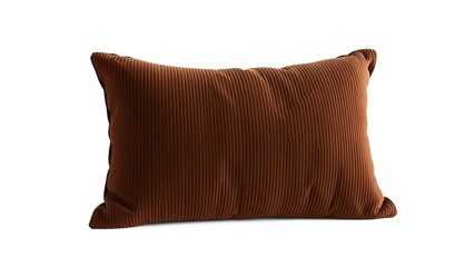 Dark Brown Corduroy Pillow, Isolated, High-Resolution, Photorealistic