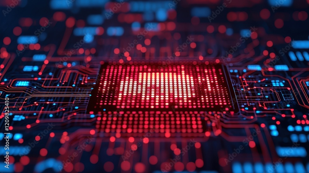 Aufkleber abstract technology concept with red and blue circuit patterns