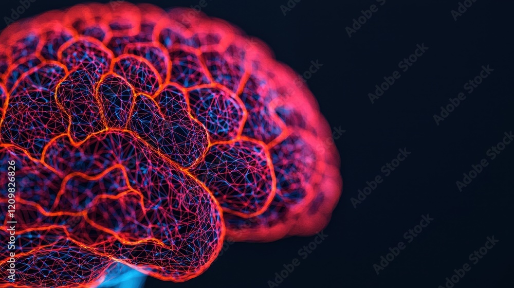 Poster colorful abstract representation of a neural network in brain