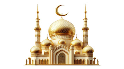 A beautiful mosque architecture building with transparent background