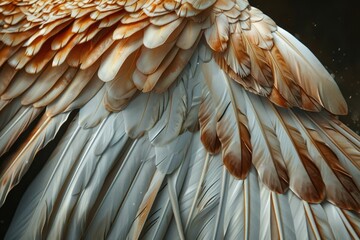 Obraz premium Close up of overlapping wing feathers showing intricate details and warm, natural colors