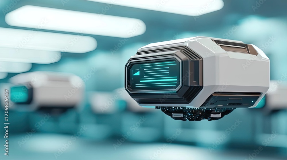 Aufkleber virtual education ai concept. futuristic drone design with sleek lines and glowing elements in a mod