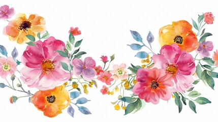 Elegant Watercolor Frame with Floral Splash Background