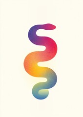 Chinese snake symbol illustration gradient colorful