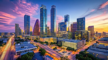 Austin, Texas Skyline at Sunset: A Vibrant Cityscape