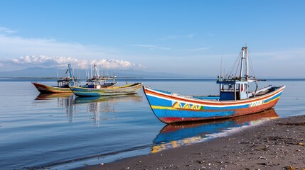 Fototapeta premium Colorful Fishing Boats at the Beach