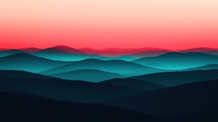 Fototapeta premium Serene Sunset Over Teal Mountains