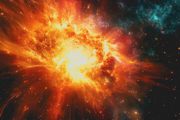 Naklejka premium red green, and yellow ideology disintegrates in a spectacular galactic explosion.