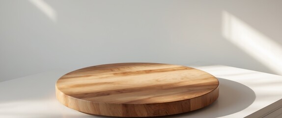 Wooden cutting board on the kitchen table.