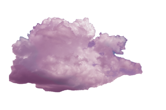 a pink snow-white cumulus clouds against a blue sky